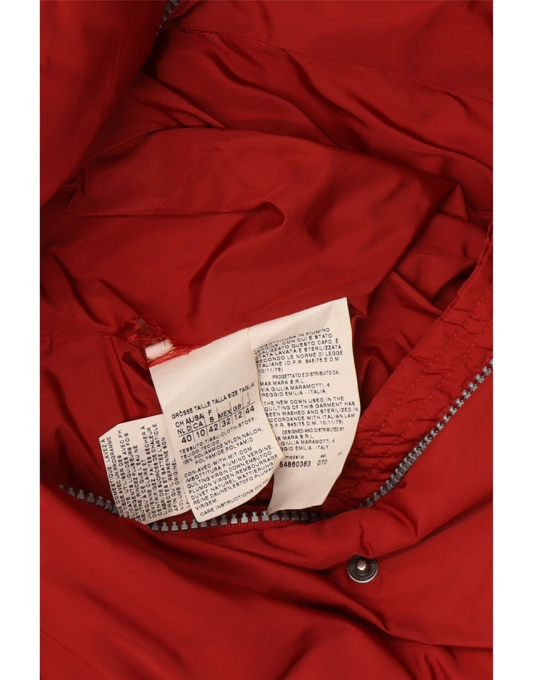 Женская стеганая куртка выходного дня MAX MARA UK 12, средний красный полиамид, зимняя
