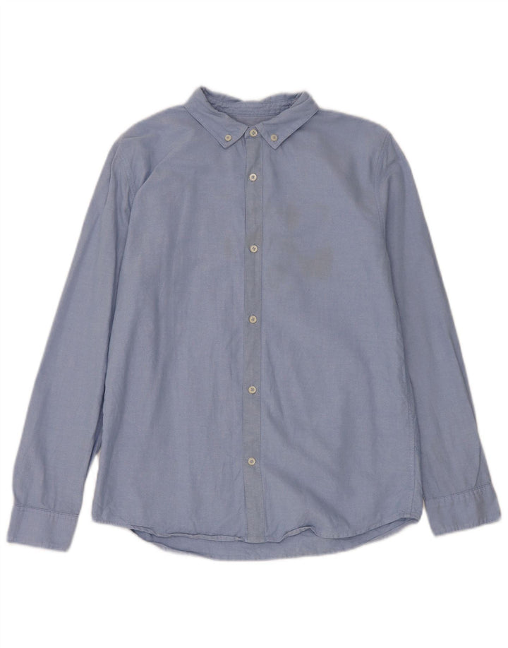Рубашка Zara для мальчиков 13-14 лет, синяя, хлопковая