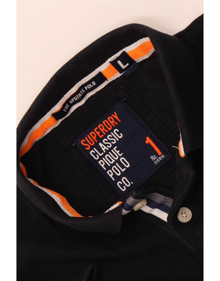 Мужская рубашка-поло с рисунком Superdry, темно-синяя, большая