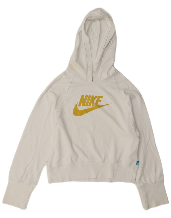 Женский укороченный джемпер с капюшоном с рисунком Nike, размер США 12/14, большой белый хлопок, хлопок