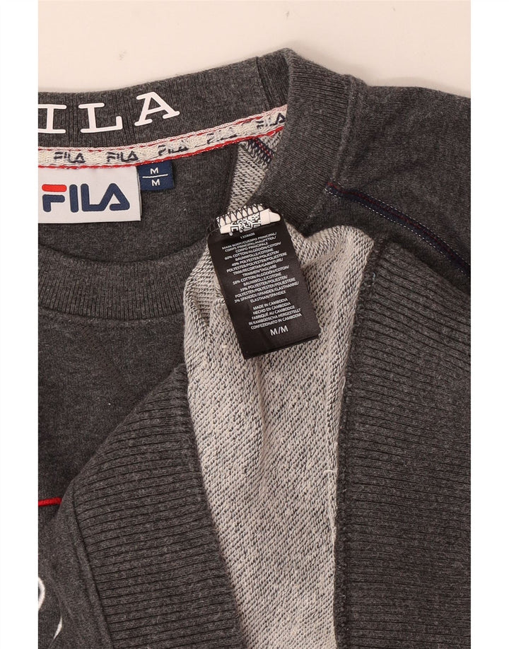 Fila Мужской свитшот с рисунком, хлопковый джемпер среднего серого цвета