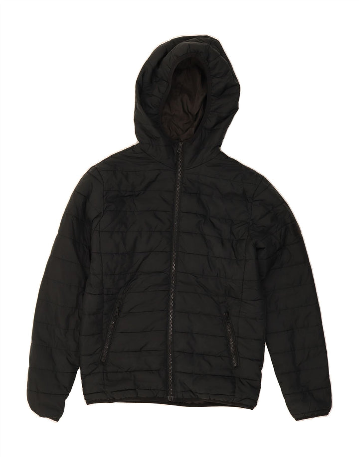 JACK & JONES Mens Hooded Padded Jacket UK 38 Medium Black Polyester Vintage Jack & Jones and Second-Hand Jack & Jones from Messina Hembry 