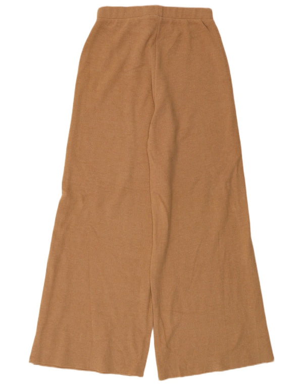 Женские трикотажные широкие спортивные брюки Zara UK 12, хлопковый средний бежевый цвет