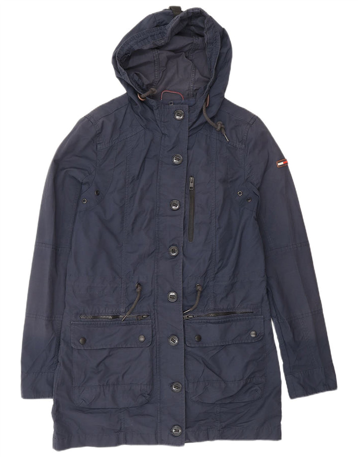 TOMMY HILFIGER Женская парка оверсайз с капюшоном UK 10, маленькая, темно-синяя