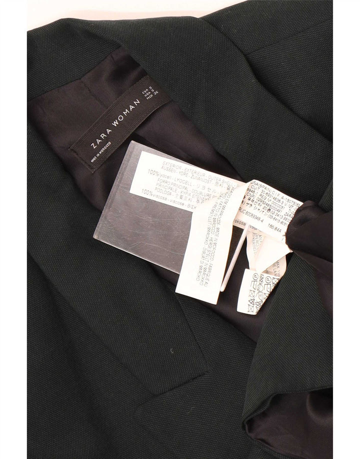 Женский двубортный пиджак Zara UK 10, маленький зеленый лиоцелл