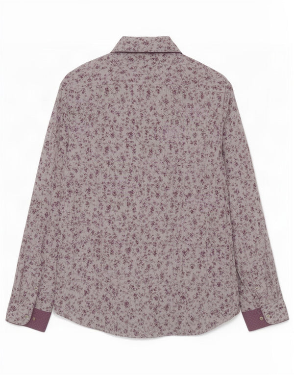 Мужская рубашка Ted Baker, размер 6, 2XL, серая, хлопковая с цветочным принтом
