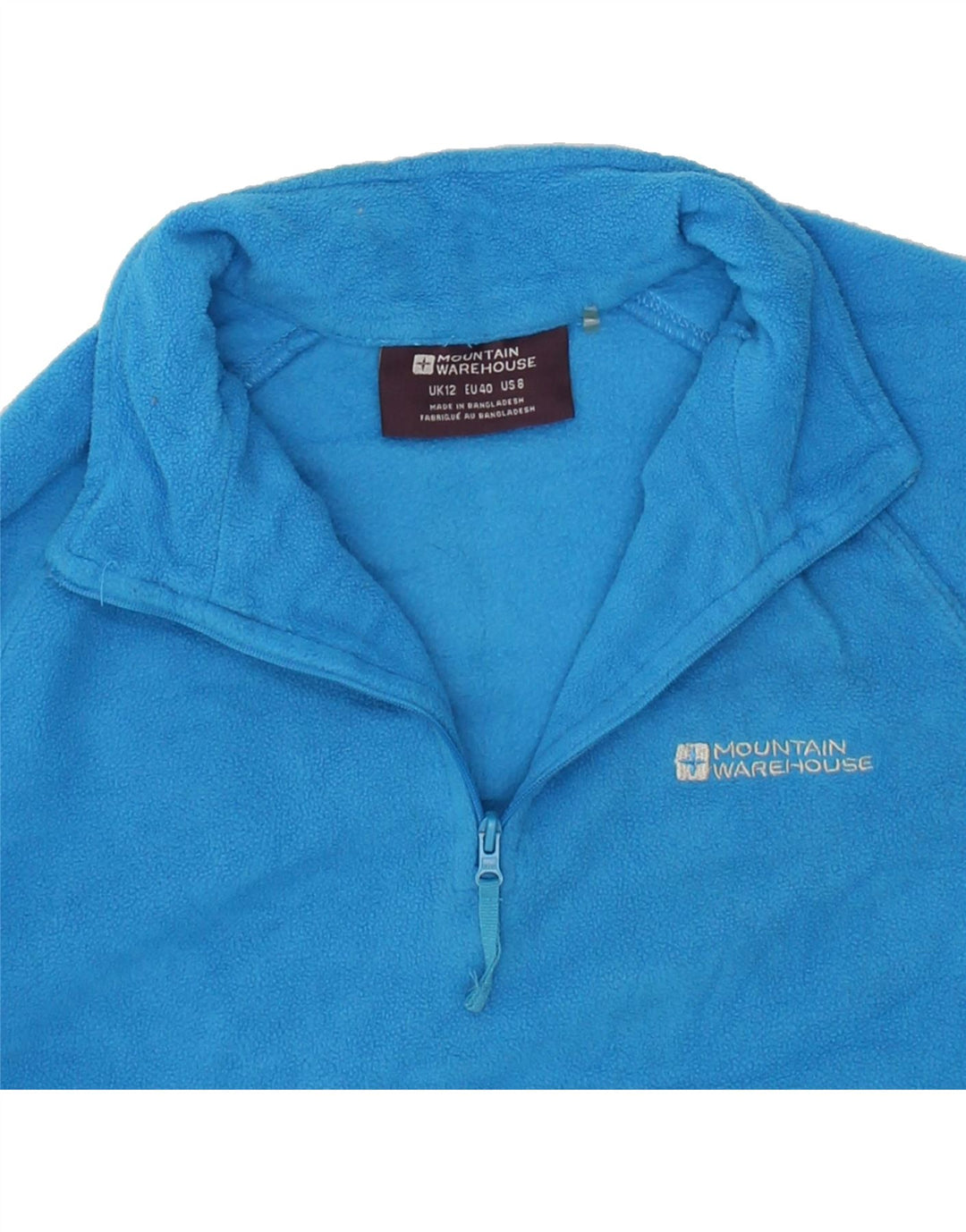 MOUNTAIN WAREHOUSE Womens Zip Neck Fleece Jumper UK 12 Medium Blue Vintage Mountain Warehouse and Second-Hand Mountain Warehouse from Messina Hembry 