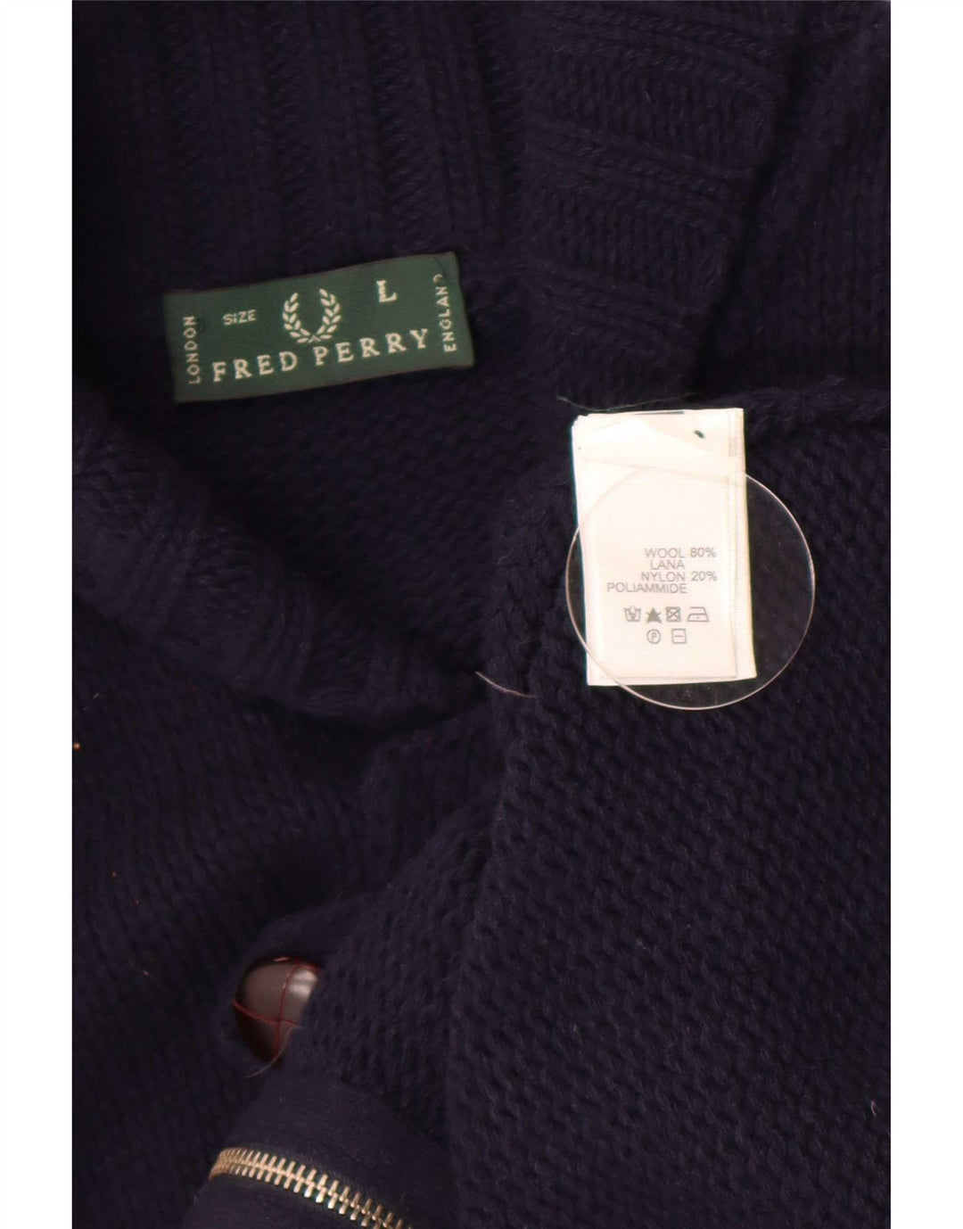 Мужской кардиган Fred Perry, большой темно-синий шерстяной свитер