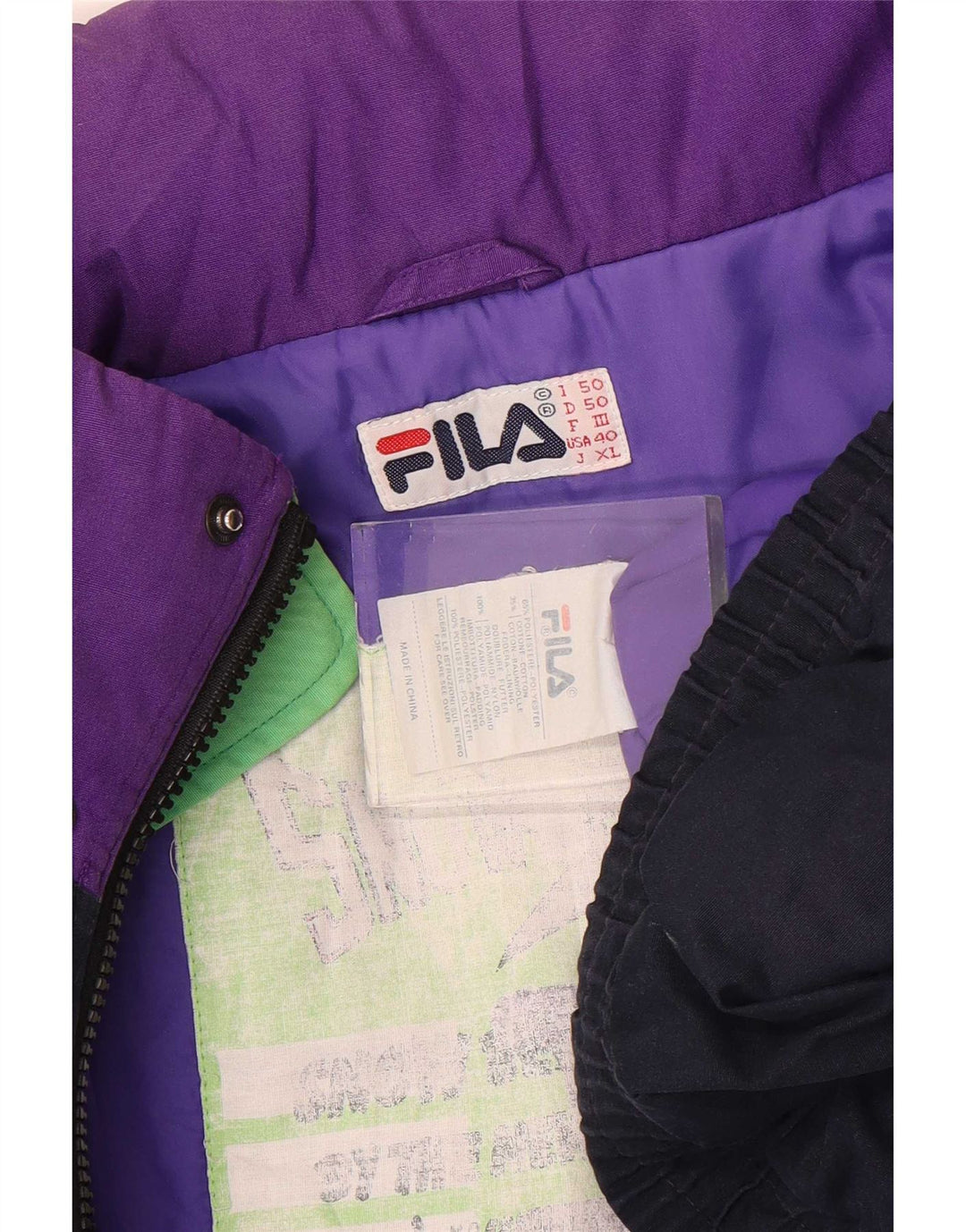 Мужская лыжная куртка Fila IT 50 с капюшоном, темно-синяя, полиэстер с цветными блоками