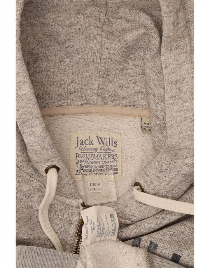 JACK WILLS Womens Zip Hoodie Sweater UK 14 Large  Grey
