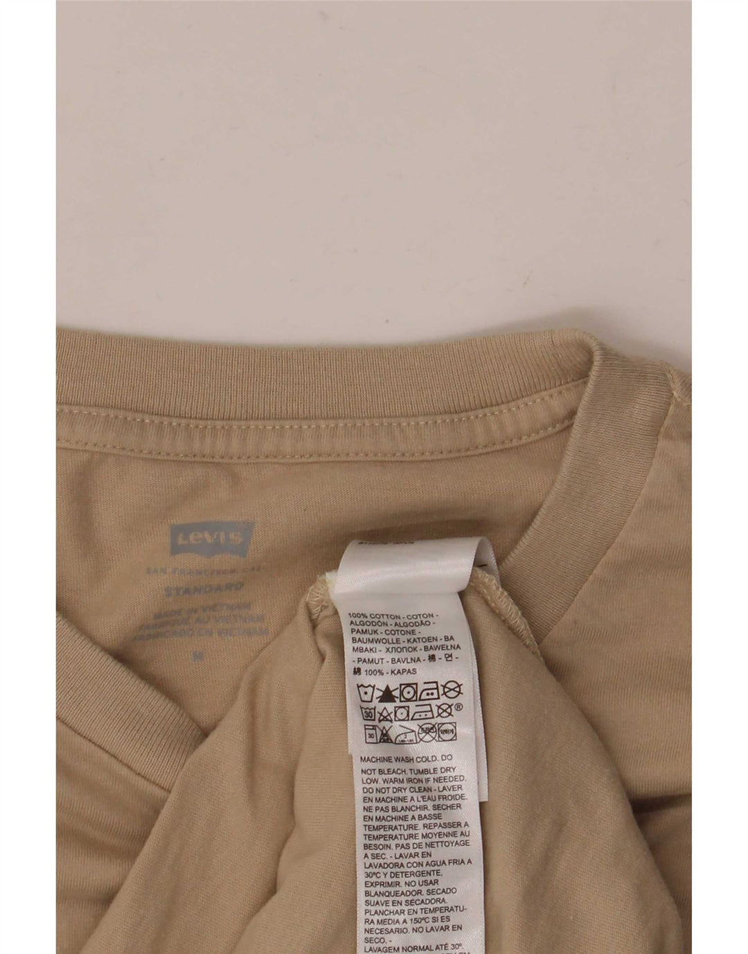 Мужская футболка стандартного кроя Levi's с рисунком, топ среднего размера, бежевый, хлопок