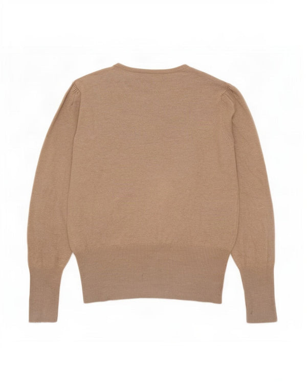 Marks & Spencer Womens Boat Neck Jumper Sweater UK 12 Medium Beige Viscose