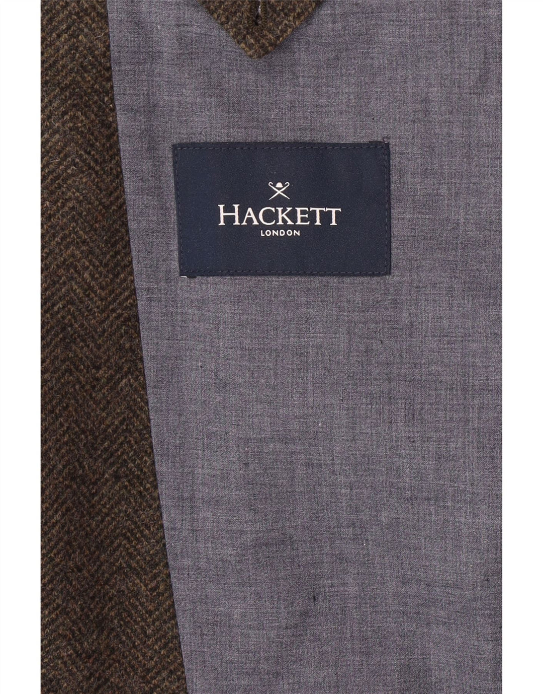 Мужской пиджак HACKETT на 3 пуговицах, Великобритания, 44 XL, коричневый, шерсть с узором «елочка»