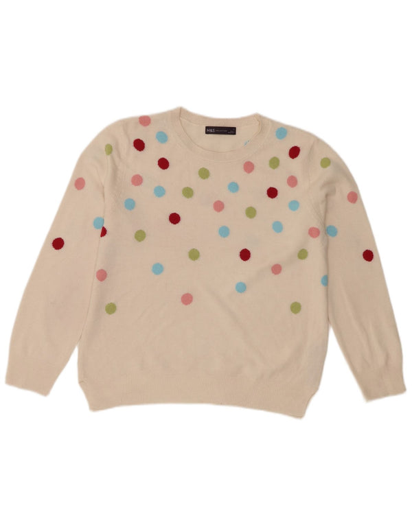 Marks & Spencer Womens Crew Neck Jumper Sweater UK 12 Medium Off White