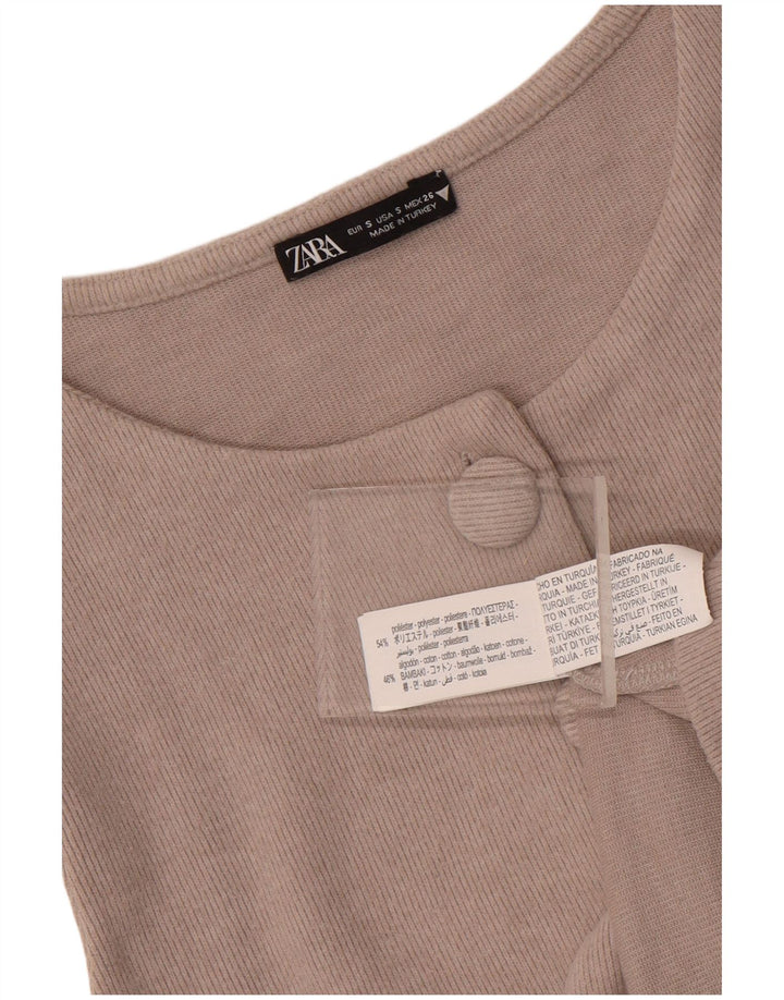 Женский кардиган без рукавов Zara UK 8, маленький, бежевый, полиэстер