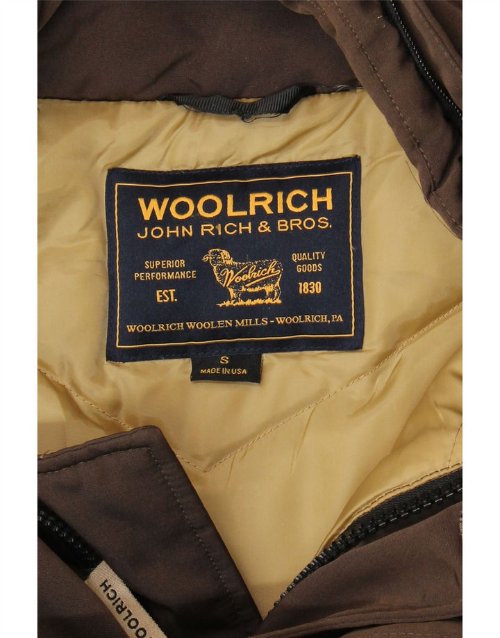 Мужская стеганая куртка с капюшоном Woolrich UK 36, маленькая коричневая