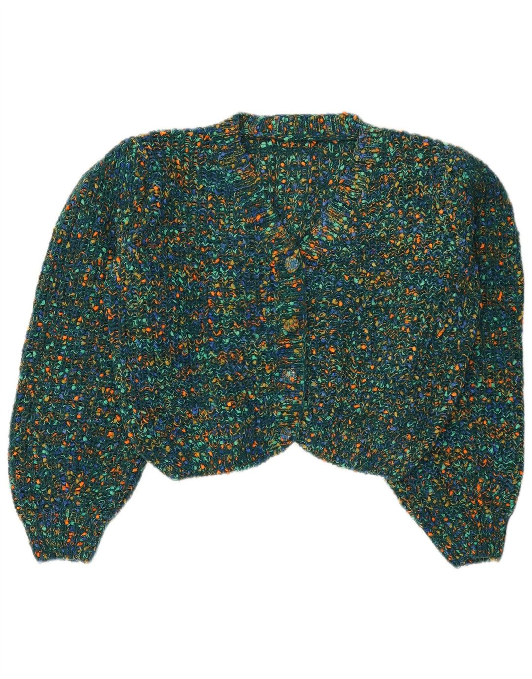 Женский укороченный кардиган-свитер Cider, Великобритания, 16, большой зеленый полиэстер с крапинками
