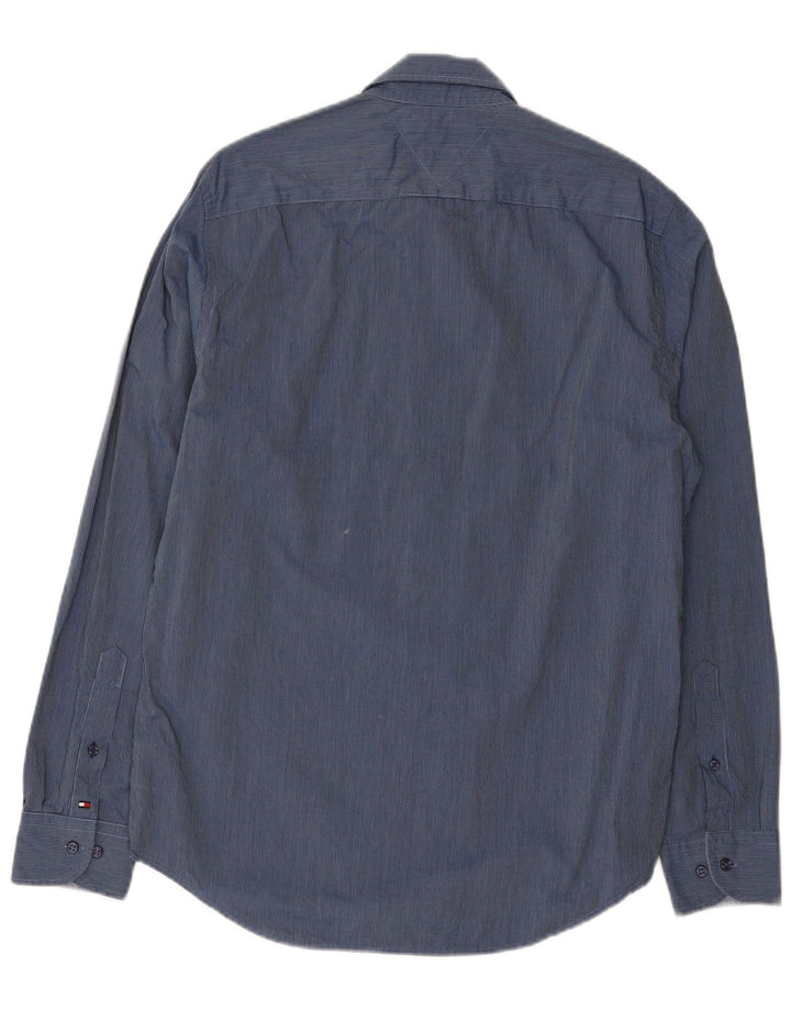 Tommy Hilfiger Mens New York Fit Regular Джинсовая рубашка среднего синего цвета в клетку