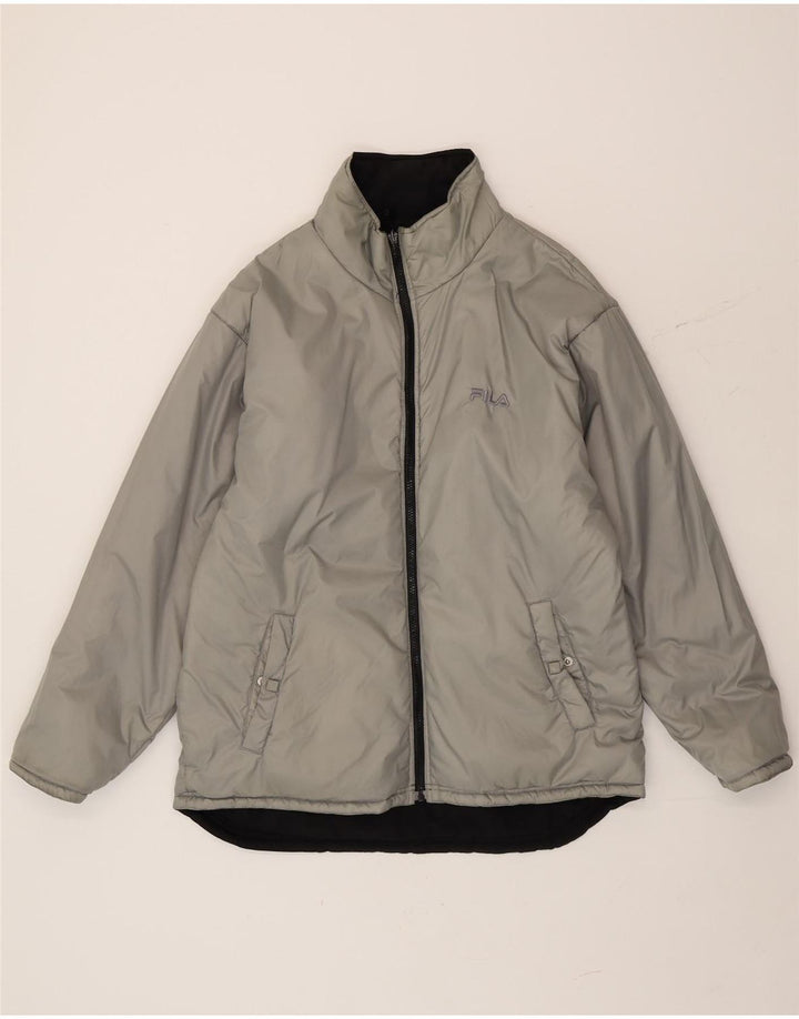 Мужская двусторонняя стеганая куртка Fila IT 50, большая черная, полиэстер с цветными блоками