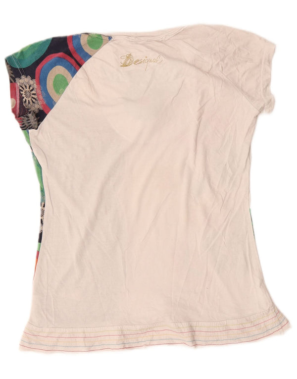 Женская футболка с рисунком Desigual Top UK 14, большой белый цветочный хлопок