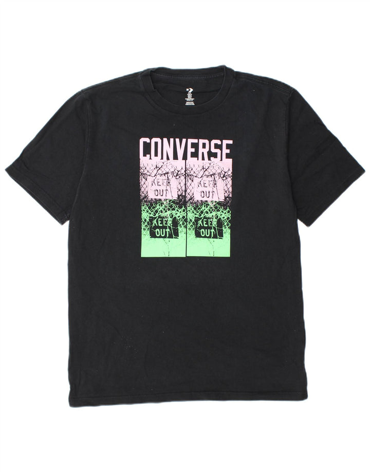 Мужская футболка Converse с рисунком, черный хлопок, средний размер