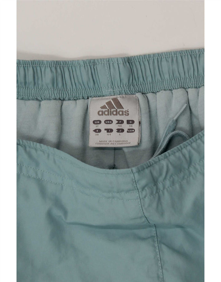 Женские брюки-ветровки Adidas UK 12, средний синий полиэстер