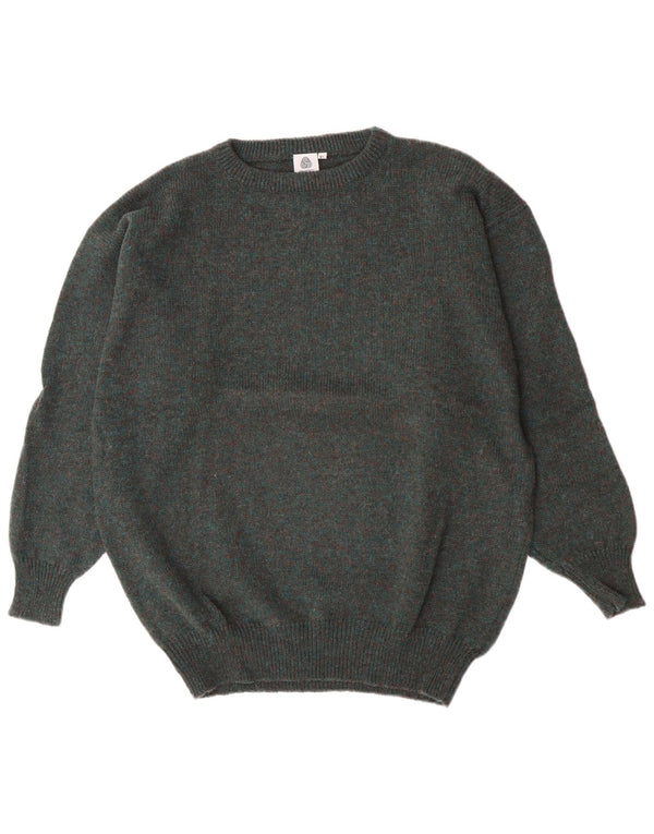 Vintage Mens Crew Neck Jumper Sweater XL Green Flecked Wool