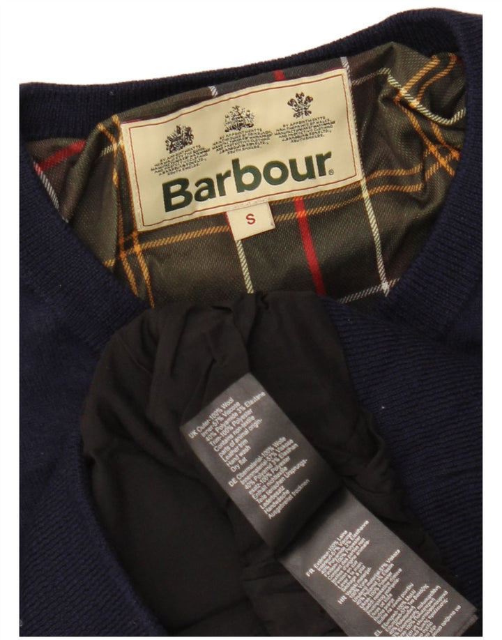 Женский джемпер с v-образным вырезом BARBOUR UK 10, маленький, темно-синий, шерсть