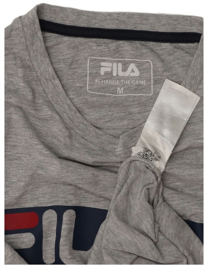 Мужская футболка Fila с рисунком, хлопковый топ среднего серого цвета с крапинками