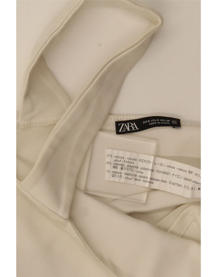 Женский укороченный топ Zara UK 8, маленький размер, белая вискоза