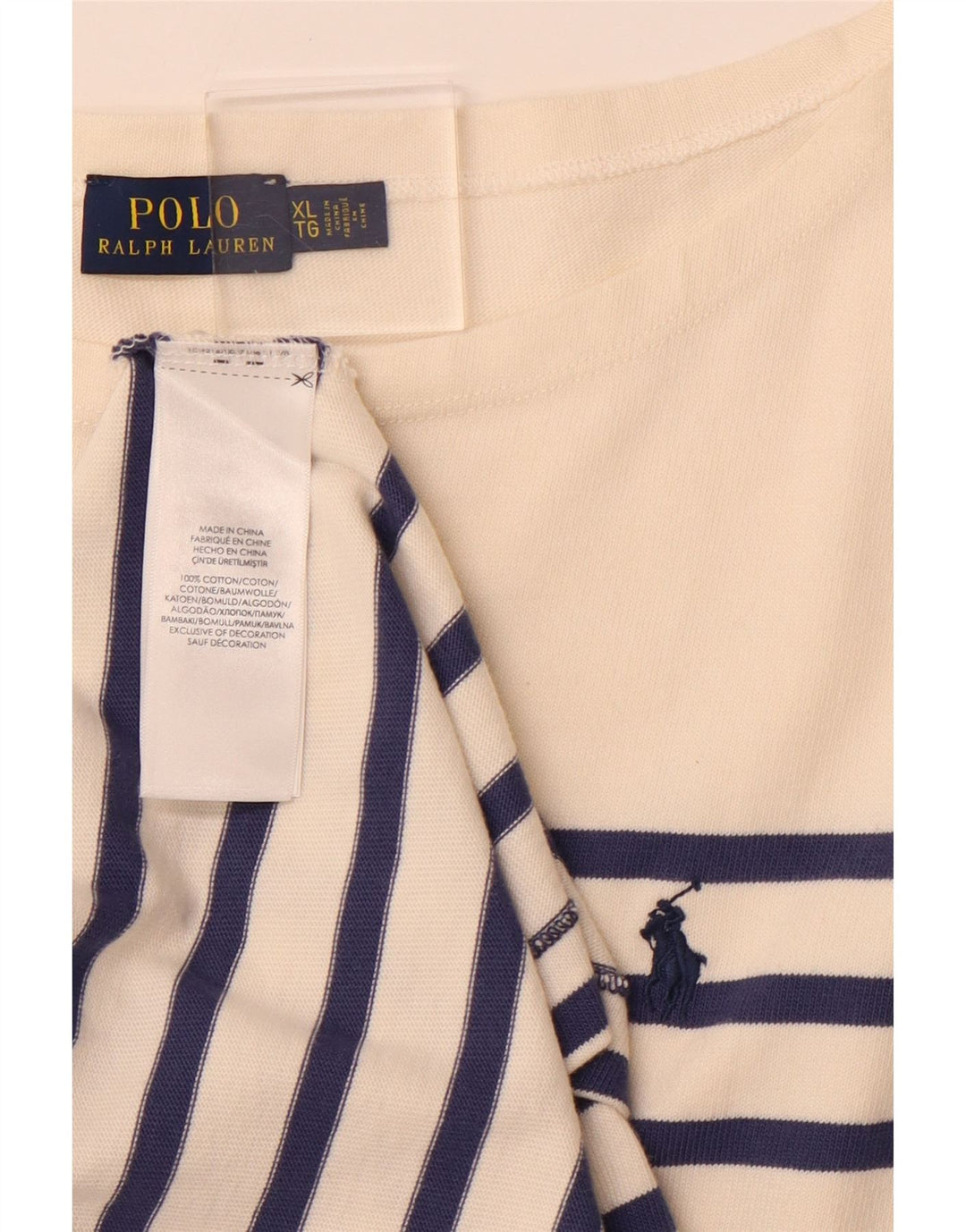 Женское платье-футболка с длинным рукавом POLO RALPH LAUREN UK 18 XL, белая полоска