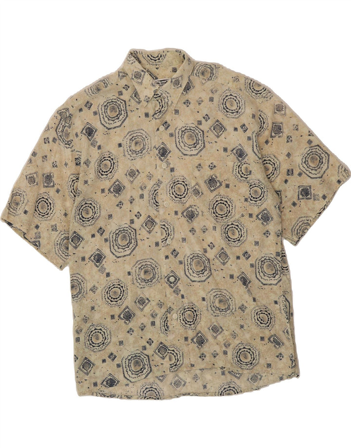 JAC TISSOT Mens Abstract Pattern Short Sleeve Shirt Large Grey Cotton Vintage Jac Tissot and Second-Hand Jac Tissot from Messina Hembry 