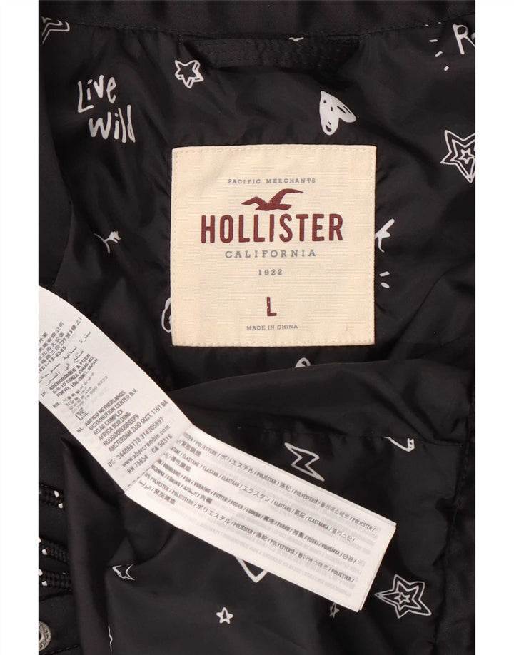 Женский бомбер Hollister UK 16, большой черный полиэстер