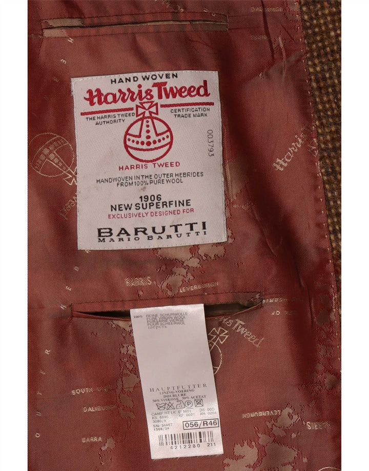 Мужской твидовый пиджак Harris на 2 пуговицах UK 46 3XL Коричневый из натуральной шерсти