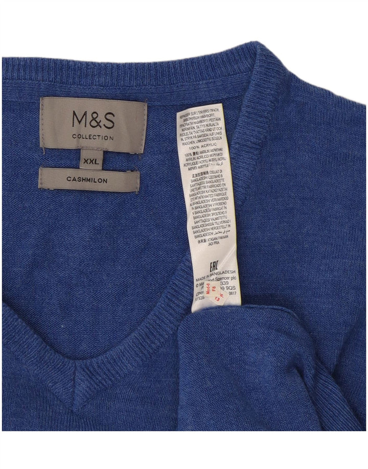 Мужской джемпер с v-образным вырезом Marks & Spencer 2XL, синий акрил