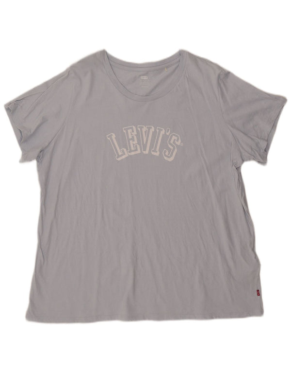 Женская футболка с рисунком Levi's Top UK 22 3XL, синяя, хлопок