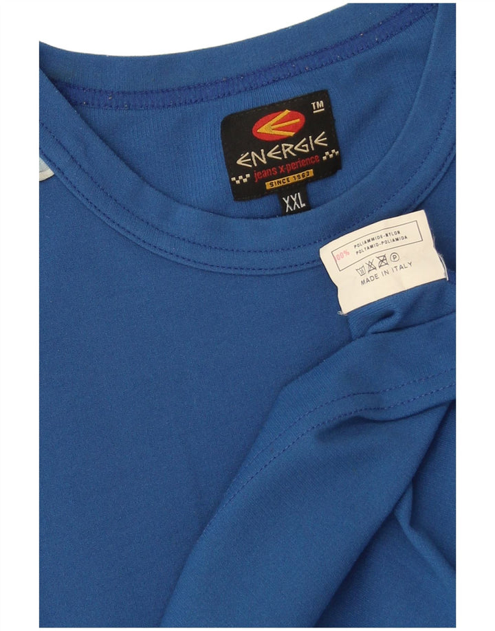 Мужская футболка Energie Top 2XL Синяя с цветными блоками Полиамид