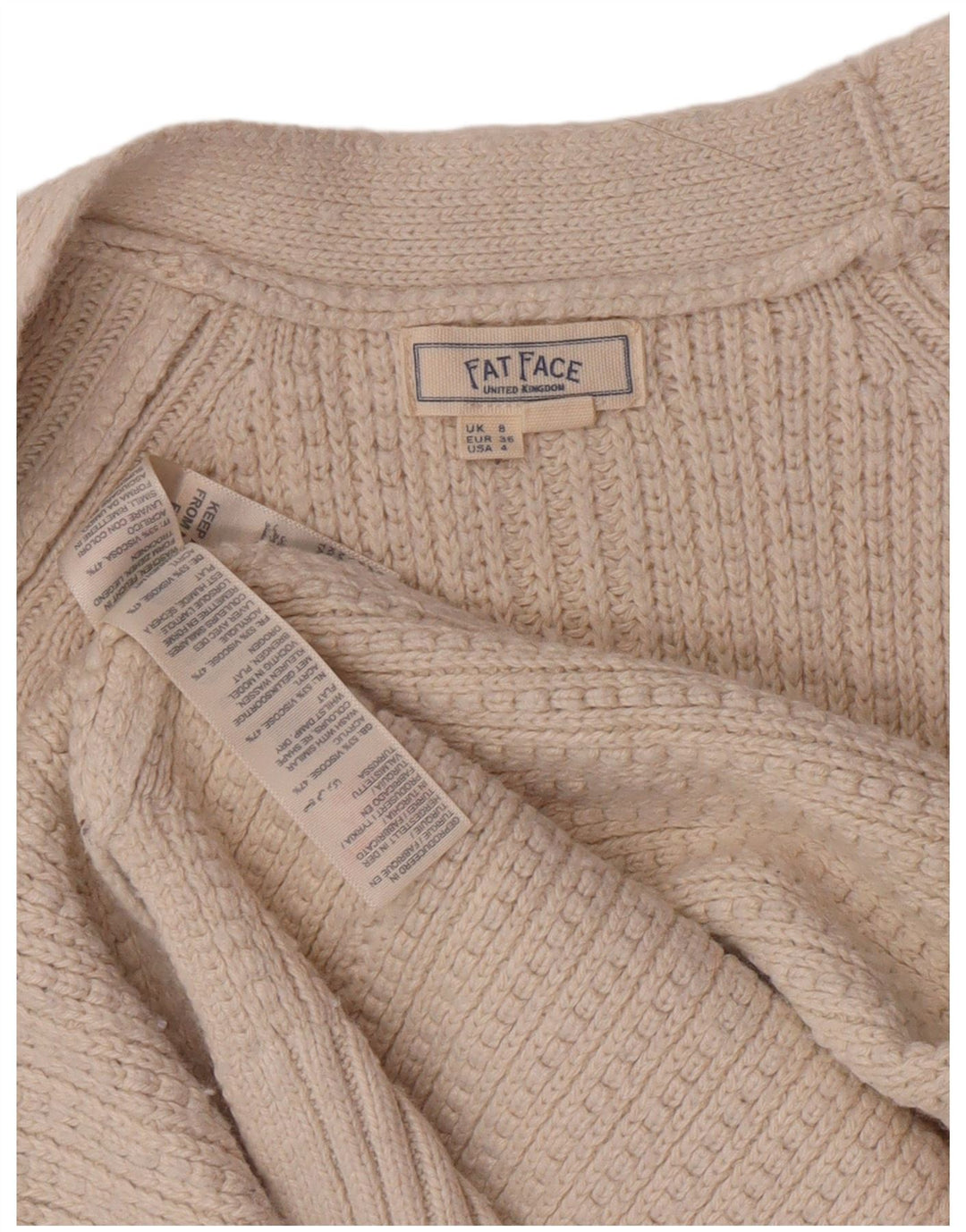 Женский кардиган для толстого лица, свитер UK 8, маленький, бежевый, вискозный, классический