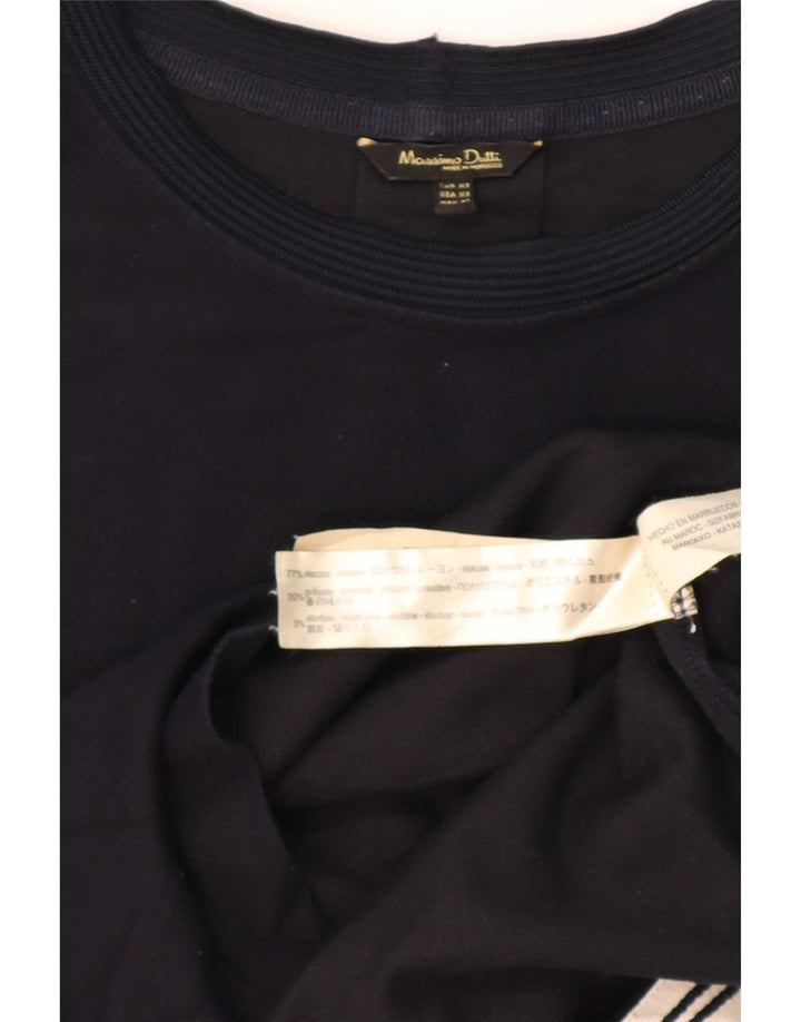 Massimo Dutti Женский топ оверсайз с длинным рукавом UK 6 XS Темно-синий из вискозы