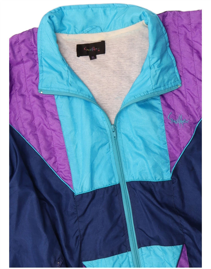 Мужской спортивный костюм VINTAGE, верхняя куртка XL, синий нейлон с цветными блоками