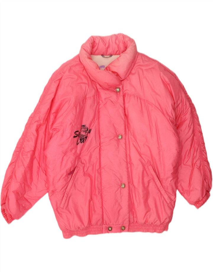 VINTAGE Womens Graphic Padded Jacket UK 20 2XL Pink Vintage Vintage and Second-Hand Vintage from Messina Hembry 