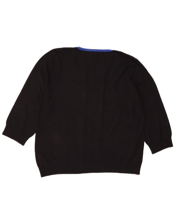 Женский джемпер M&Co с рукавом 3/4 с вырезом лодочкой, Великобритания 20, 2XL, черный в полоску