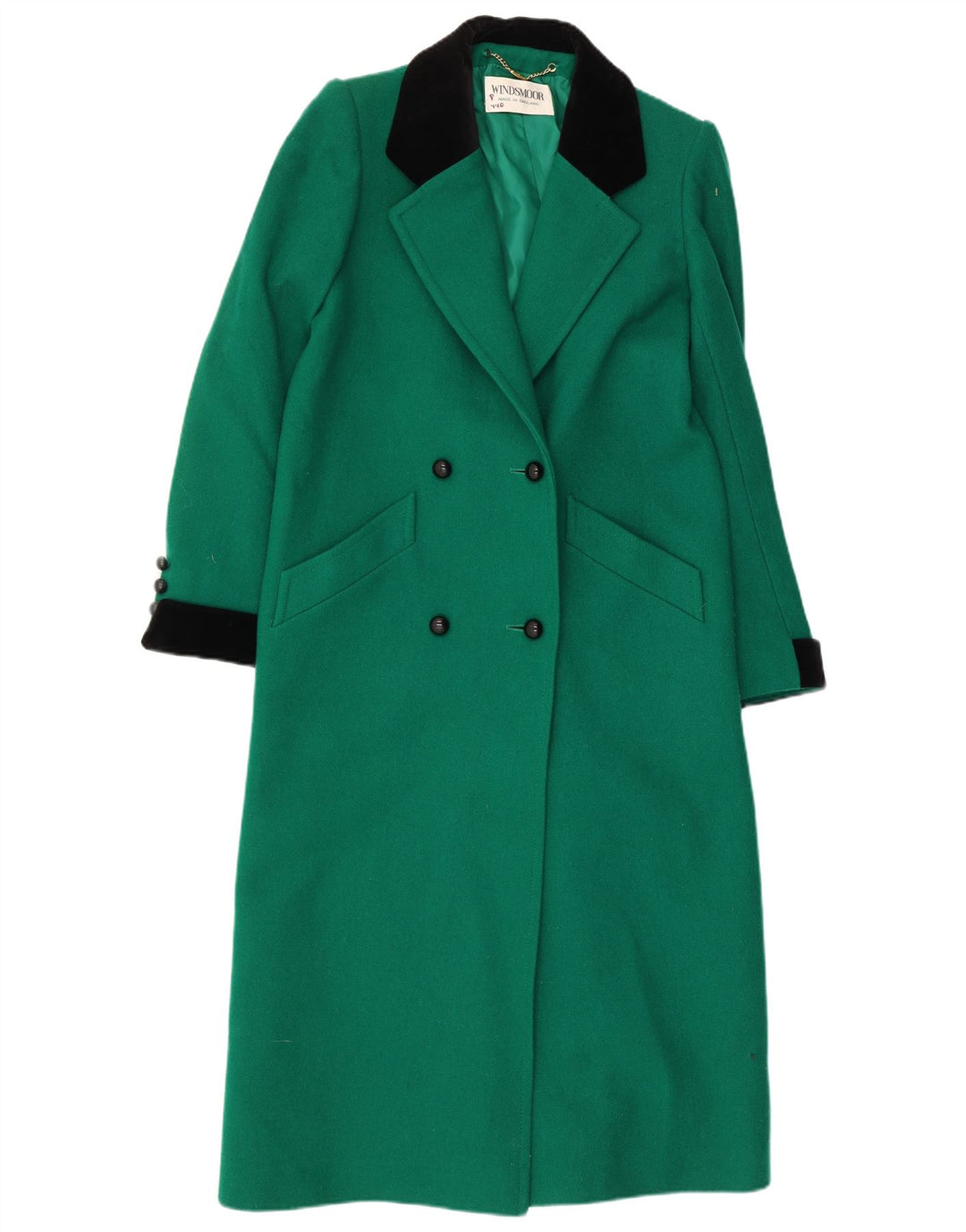 WINDSMOOR Womens Double Breasted Coat UK 10 Small Green Wool