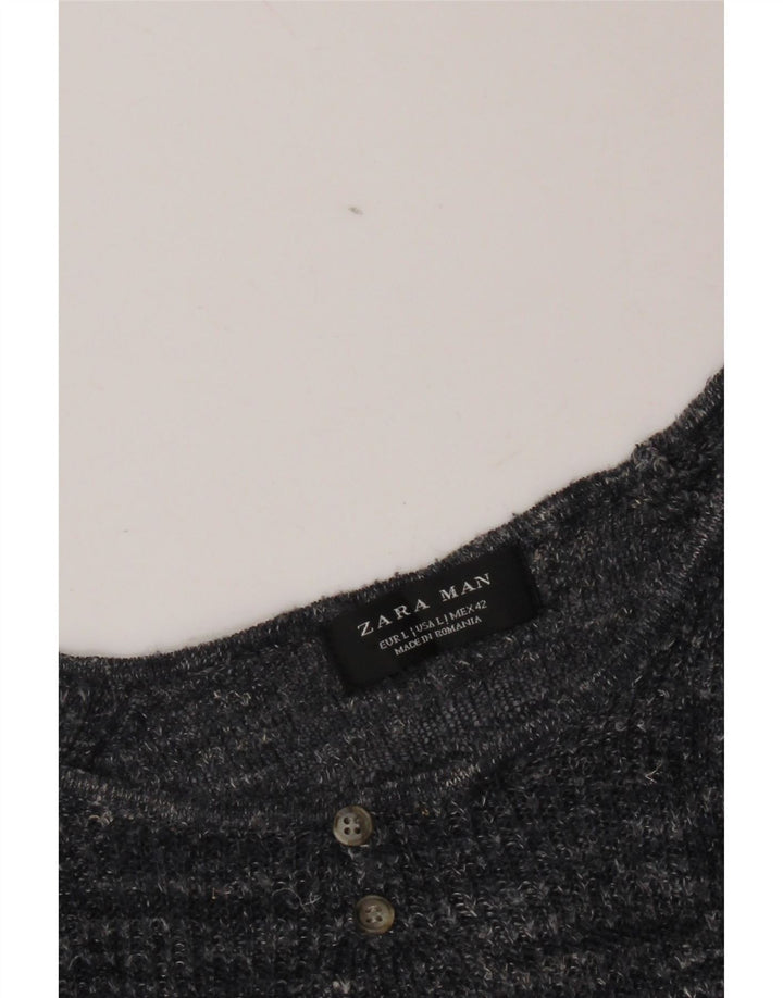 Мужской джемпер с круглым вырезом Zara, большой темно-синий в крапинку