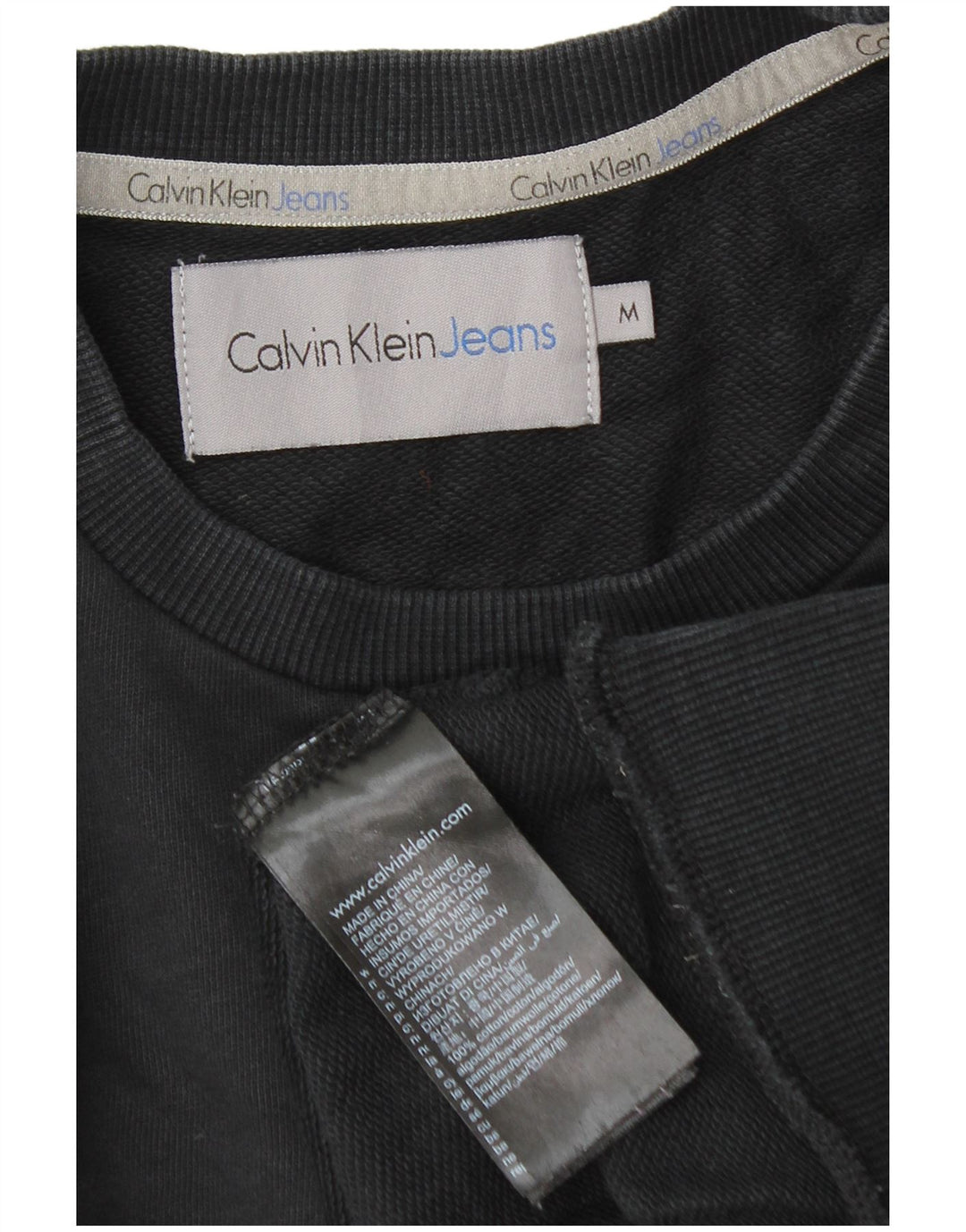 Мужской свитшот с рисунком Calvin Klein Jeans, джемпер среднего размера, черный, хлопок