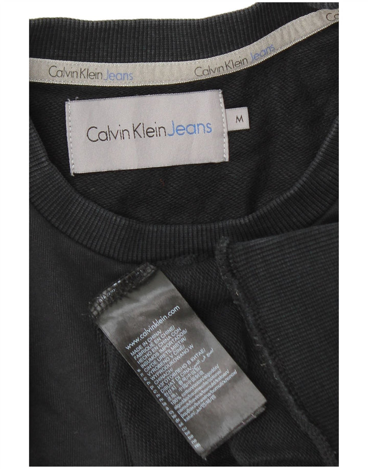 Мужской свитшот с рисунком Calvin Klein Jeans, джемпер среднего размера, черный, хлопок