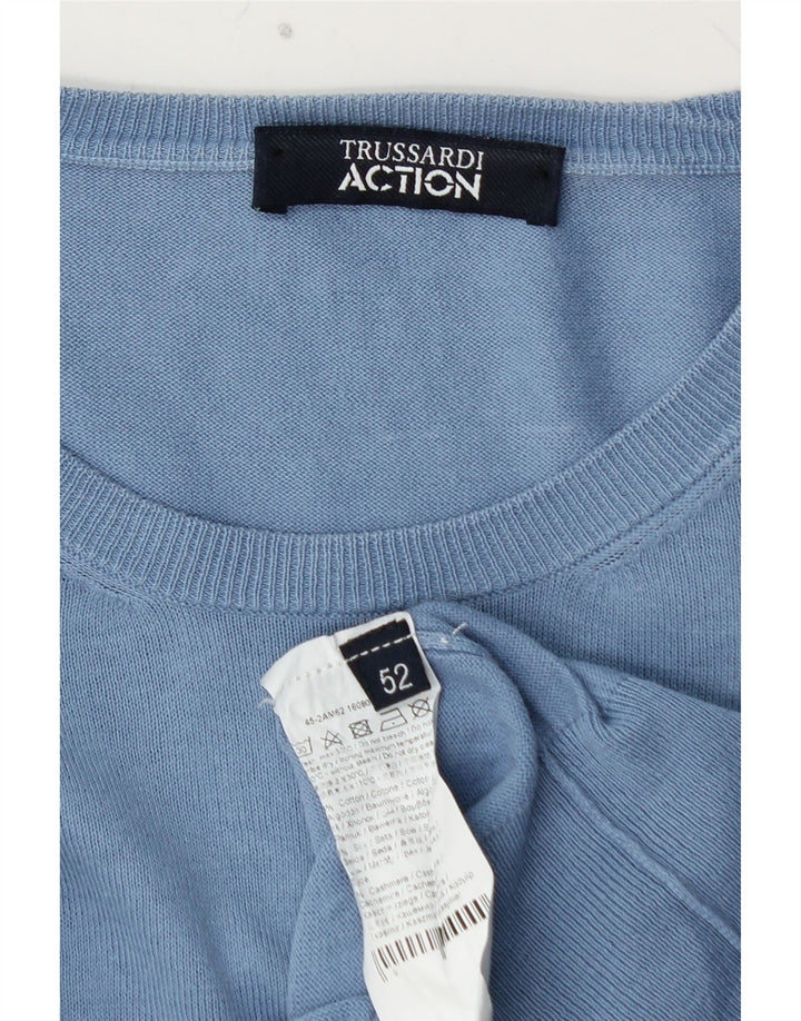 TRUSSARDI Мужской свитер с круглым вырезом IT 52 Большой Синий Хлопок