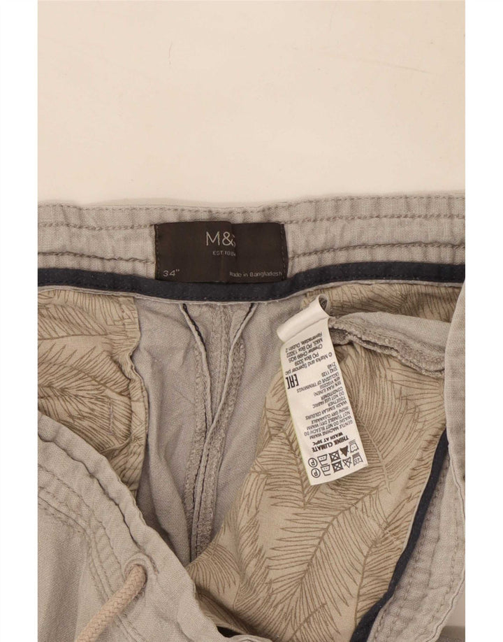Мужские шорты чинос Marks & Spencer большие W34 серые льняные