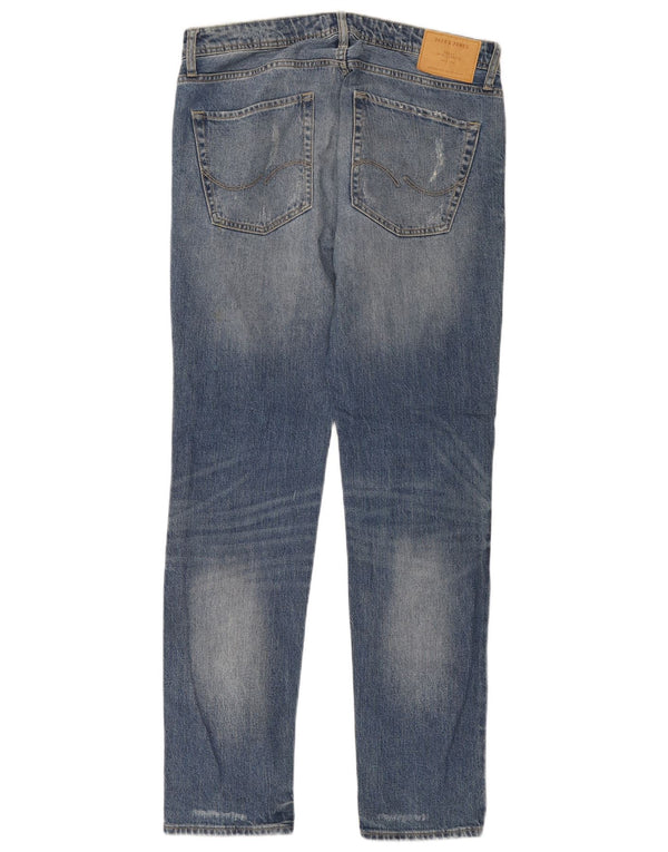 Мужские потертые узкие джинсы Jack & Jones Tim W32 L34, синий хлопок