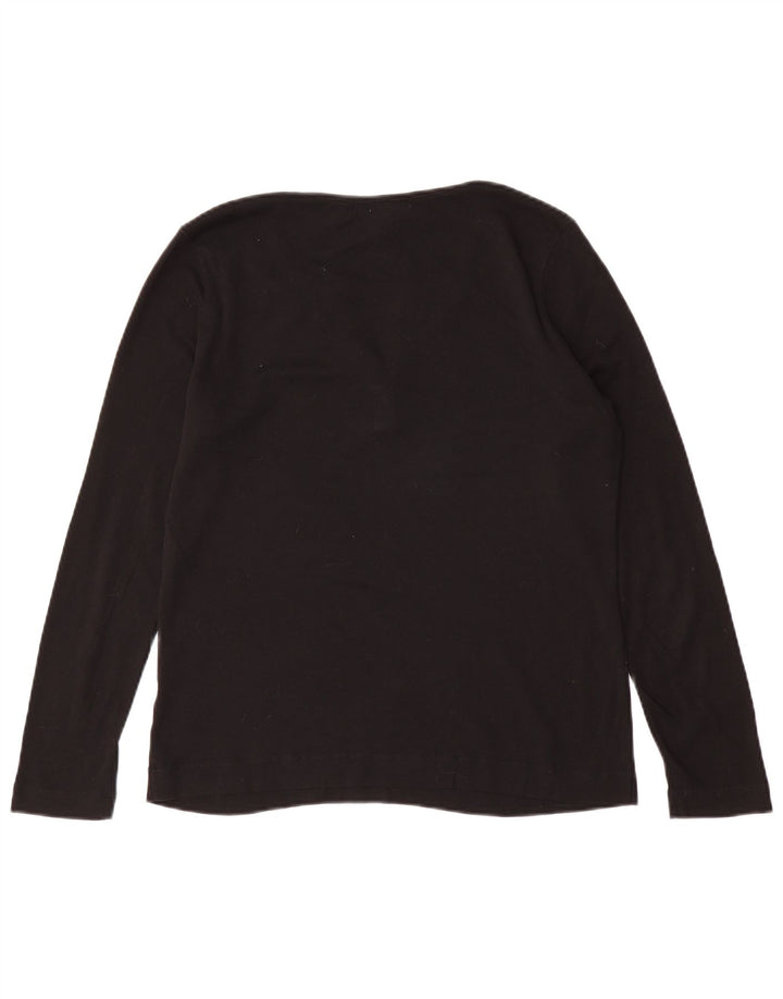 RALPH LAUREN Женский топ с длинным рукавом UK 16, большой черный хлопок